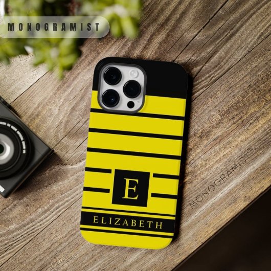 Coques Case-Mate iPhone Bandes Couleurs Personnalisées Jaune Et Noir