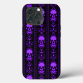 Coques Case-Mate iPhone Bandes crâniennes noires et violettes (Verso)
