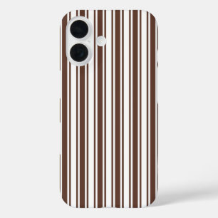 Coques iPhone 16 Bandes de bonbons brun et blanc chocolat