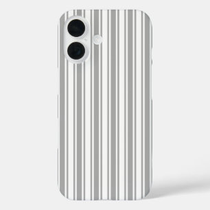 Coques iPhone 16 Bandes de bonbons grises et blanches Coque-Mate co