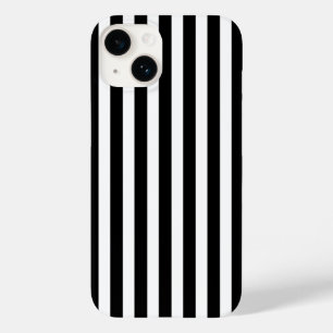 Coque Pour iPhone 14 Bandes de bonbons noir et blanc