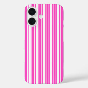 Coques iPhone 16 Bandes de bonbons roses et blancs chauds