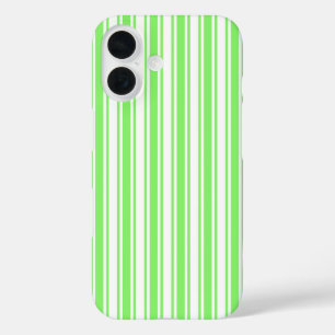 Coques iPhone 16 Bandes de bonbons vert et blanc de chaux