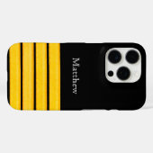 Coques Case-Mate iPhone Bandes de capitaine de navire en or noir (Verso (horizontal))