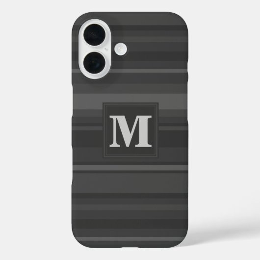 Coques Case-Mate iPhone Bandes de charbon de monogramme (Verso)