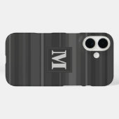 Coques Case-Mate iPhone Bandes de charbon de monogramme (Verso (horizontal))