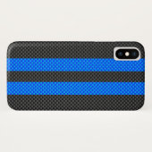 Coques Case-Mate iPhone Bandes de course de style fibre de carbone bleu os (Dos (Horizontal))