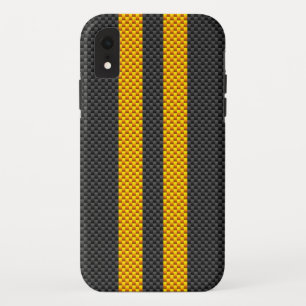 Case-Mate iPhone Case Bandes de course jaunes sportives Style fibre de c