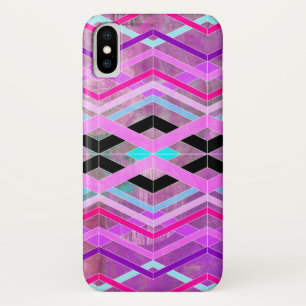 Case-Mate iPhone Case Bandes de croisement géométriques violettes roses