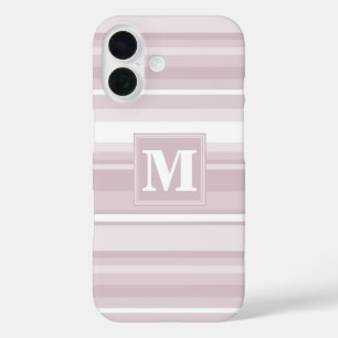 Coques iPhone 16 Bandes de quartz roses monogrammes