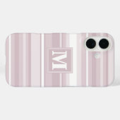 Coques Case-Mate iPhone Bandes de quartz roses monogrammes (Verso (horizontal))