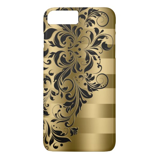 Coques Case-Mate iPhone Bandes d'or et dentelle noire (Dos)