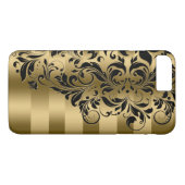 Coques Case-Mate iPhone Bandes d'or et dentelle noire (Dos (Horizontal))