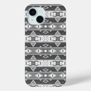Coque Pour iPhone 15 Bandes et formes géométriques gris blanc