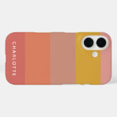 Coques Case-Mate iPhone Bandes géométriques chaudes orange et jaune Nom (Verso (horizontal))