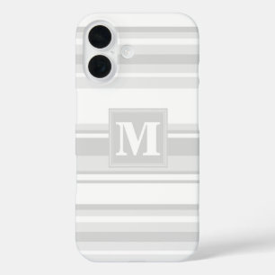 Coques iPhone 16 Bandes gris clair monogrammes