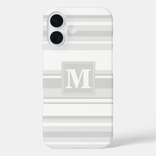 Coques Case-Mate iPhone Bandes gris clair monogrammes (Verso)