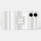 Coques Case-Mate iPhone Bandes gris clair monogrammes (Verso (horizontal))