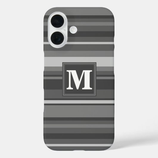 Coques Case-Mate iPhone Bandes gris monogramme (Verso)