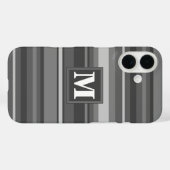 Coques Case-Mate iPhone Bandes gris monogramme (Verso (horizontal))