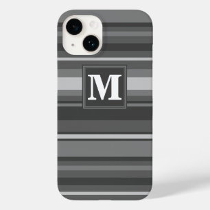 Coque Pour iPhone 14 Bandes gris monogramme