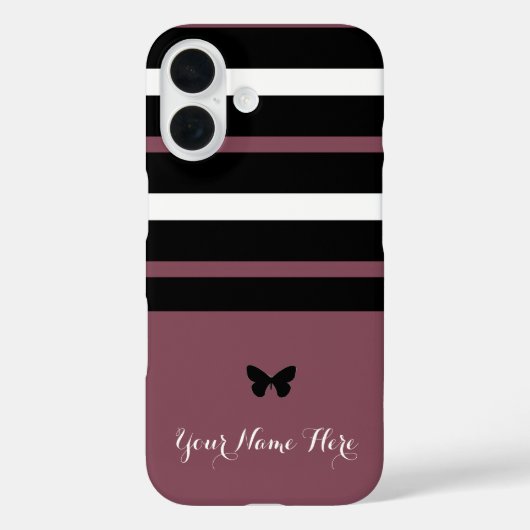 Coques Case-Mate iPhone Bandes horizontales noires et blanches du marron (Verso)