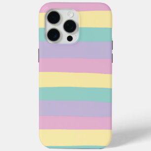 Coque iPhone 15 Pro Max Bandes Inégales Pink, Jaune, Violet & Vert