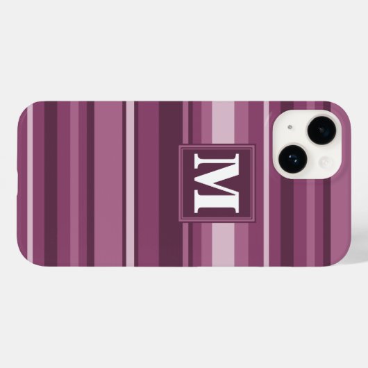 Coques Case-Mate iPhone Bandes mauve monogrammes (Verso (horizontal))