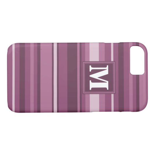 Coques Case-Mate iPhone Bandes mauve monogrammes (Dos (Horizontal))