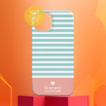 Coques iPhone 16 Plus Bandes minces Hauteur Coeur Monogramme Pêche turqu<br><div class="desc">Corail et vert turquoise - Si votre art doit encore être ajusté,  cliquez sur la Personnaliser Ce bouton. Cela vous mènera à une zone de design où vous pouvez déplacer les choses et même changer de polices !</div>