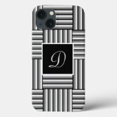 Coques Case-Mate iPhone Bandes modernes en noir, blanc et gris - Monogramm (Verso)