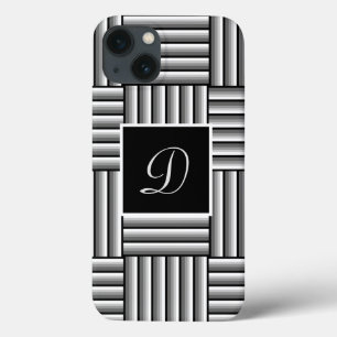 Case-Mate iPhone Case Bandes modernes en noir, blanc et gris - Monogramm