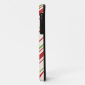 Coques Case-Mate iPhone Bandes monogrammées mignonnes rouge et vert (Dos/Gauche)