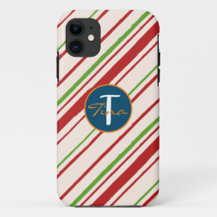 Case-Mate iPhone Case Bandes monogrammées mignonnes rouge et vert