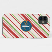 Coques Case-Mate iPhone Bandes monogrammées mignonnes rouge et vert (Dos (Horizontal))