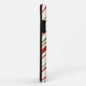 Coques Case-Mate iPhone Bandes monogrammées mignonnes rouge et vert (Dos/Droite)