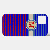Coques Case-Mate iPhone bandes monogrammées rouges (Verso (horizontal))