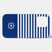 Coques Case-Mate iPhone Bandes Nautiques+Navires Roue Bleu+Blanc (Verso (horizontal))