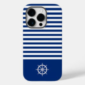 Coques Case-Mate iPhone Bandes Nautiques+Navires Roue Bleu+Blanc (Verso)