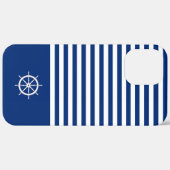 Coques Case-Mate iPhone Bandes Nautiques+Navires Roue Bleu+Blanc (Verso / Droite)