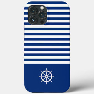 Case-Mate iPhone Case Bandes Nautiques+Navires Roue Bleu+Blanc