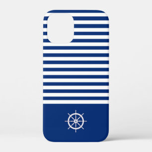 Case-Mate iPhone Case Bandes Nautiques+Navires Roue Bleu+Blanc