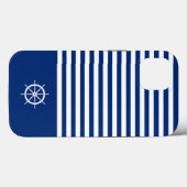 Coques Case-Mate iPhone Bandes Nautiques+Navires Roue Bleu+Blanc (Verso (horizontal))