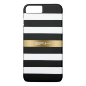 Coques Case-Mate iPhone Bandes noires et blanches Accent or (Dos)