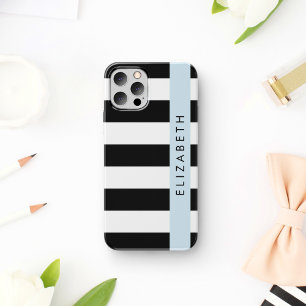 Case-Mate iPhone Case Bandes noires et blanches, Gravées, Lignes, Votre 