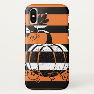 Case-Mate iPhone Case Bandes noires et orange avec citrouille