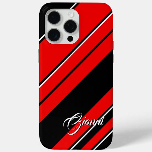 Coques Case-Mate iPhone Bandes Noires, Rouges Et Blanches - Votre Nom Modè (Verso)