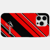 Coques Case-Mate iPhone Bandes Noires, Rouges Et Blanches - Votre Nom Modè (Verso (horizontal))