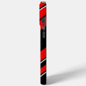 Coques Case-Mate iPhone Bandes Noires, Rouges Et Blanches - Votre Nom Modè (Verso / Gauche)