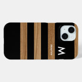 Coques Case-Mate iPhone Bandes noires sur bois avec nom et initiale (Verso (horizontal))